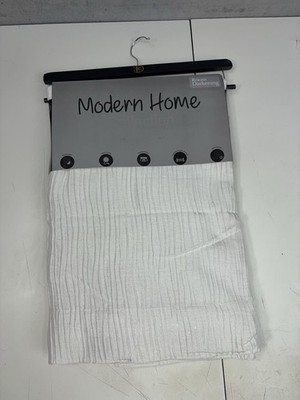 Modern Home Stacy White Room Darkening Curtain Panel Pair 76x84 NIP 