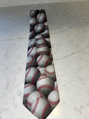 Ralph Marlin 1996  Baseball Neck Tie  Just Balls - Baseball  Black White Red