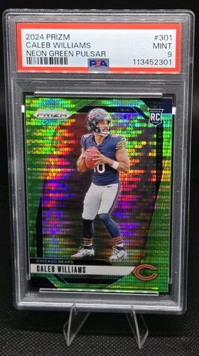 2024 Panini Prizm Caleb Williams NEON GREEN PULSAR Rookie #301 PSA 9