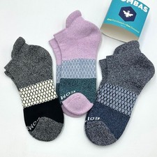 3 pairs Bombas Women's Tri-Block Marl Ankle SocksSize Med 3 Colors