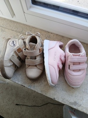 Geox Respira & Graceland Kinder Sneaker Set 2 Paar EU 22/23 Beige Rosa Klett