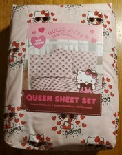 Hello Kitty  Friends Valentine's Day Queen Sheet Set Love Sunglasses Red Hearts