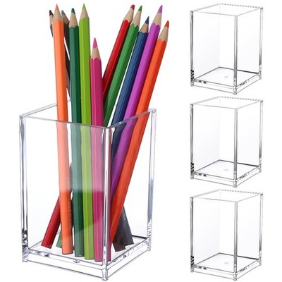 4 Stück Acryl Stifthalter Topf, transparent quadratisch (4 Stück) 