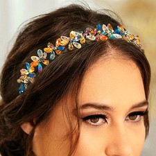 Beaded Headband Colorful Crystals Hairband Prom Headpiece Hair Accessories fo...