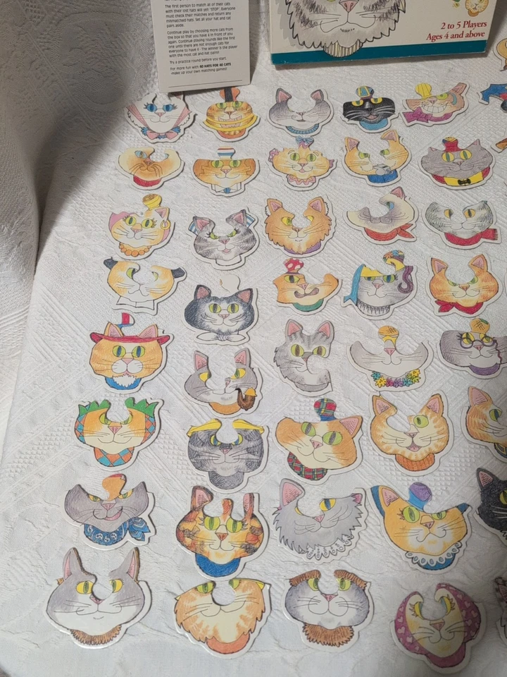 Vtg Rare 40 Hats For 40 Cats Puzzle Game 100% Complete 122 Read Description  - Image 2 of 4