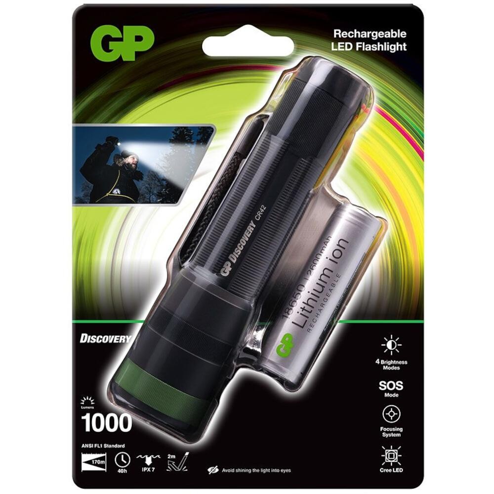 GP   CR42, 1000 , 170 , IPX7 + 1 x 18650 Akku