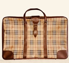 Burberrys housse/valise de voyage motif check beige marron cuir, Made in Italy