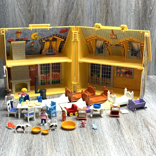 VTG Playmobil 4145 Take Along Doll House, Figures & Accessories Geobra 2005 j