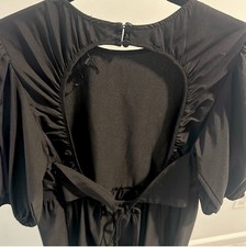 Zara Black Tiered Poplin Open Back Mini Dress - Size XS