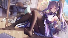 Anime keqing cone buns pot jar purple gloves Playmat Gaming Mat Desk 5041