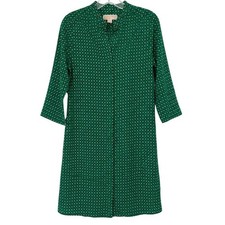 Michael Kors Dress 3/4 Sleeve Green Size Small Polka Dot Print Wear to Work