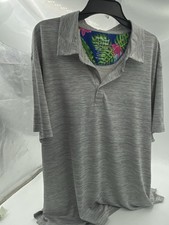 Birdie Bound Men's 3XL Gray Striped Golf Polo Shirt Stretch Sun Protection