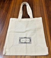 Gucci 100 Cotton Reusable Shopping Bag Tote Top Handles Ivory 14.5 x 13 x 4 New