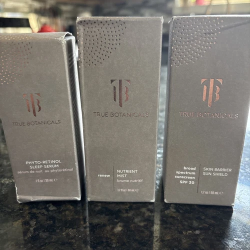 True Botanicals includes Skin Barrier,Nutrient mist,& Photo-retinol Sleep Serum