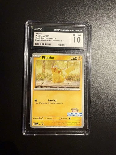 Pokémon Pikachu Promo 214 CGC 10 GEM MINT Illustration Contest 2024 Winner