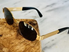 Vintage Gianni Versace MINT 1996 Gold Oval Metal Sunglasses MOD S30 COL 14M