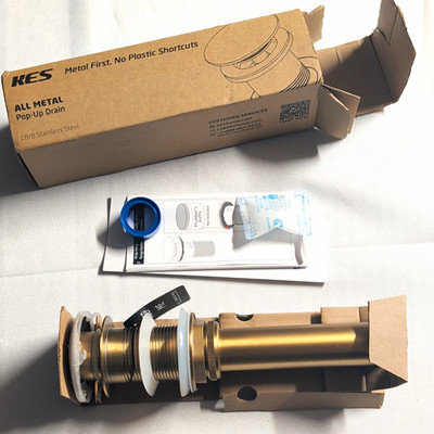 KES Pop-Up Drain Stopper 1-5/8in Stainless Steel Gold Bathroom Sink