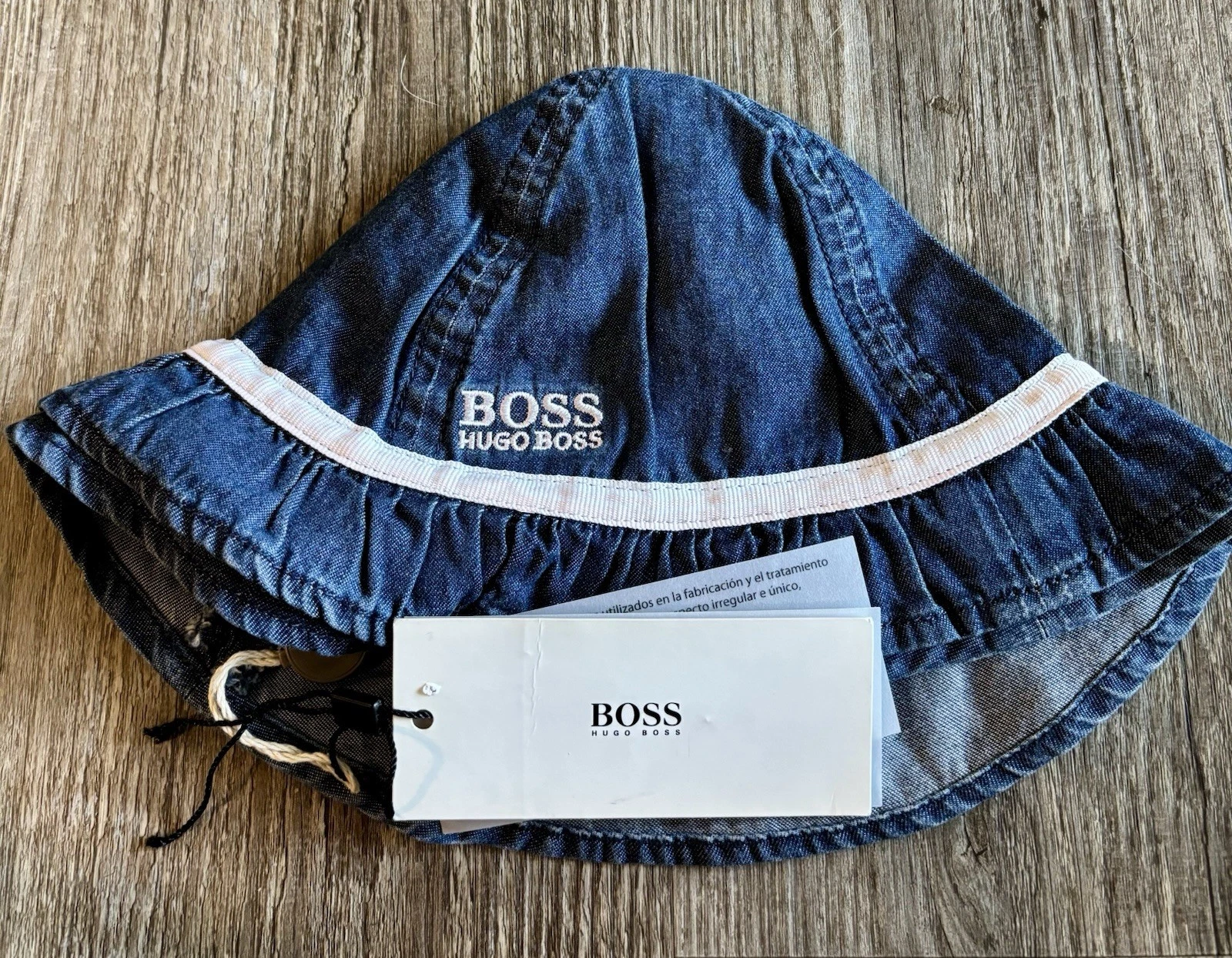 Hugo Boss Blue Denim Bucket Hat Baby Toddler SIZE 46 US 6-12 Month NWT