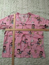 Betty Boop Pink Patterned Medical Scrub Top L Polyester Cotton