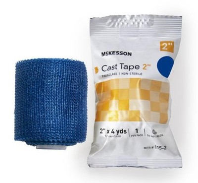 McKesson Blue Cast Tape Blue 2 In x 12 Foot Fiberglass, 10 Count, 115-2B