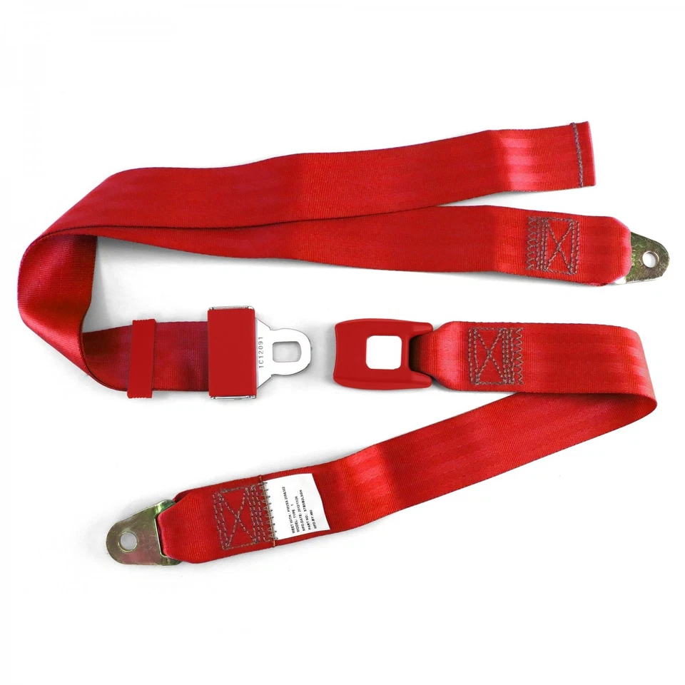 Triumph Spitfire 1962 - 1980 Standard 2pt Red Lap Bucket Seat Belt Kit - 2 Belts - Image 3 of 4
