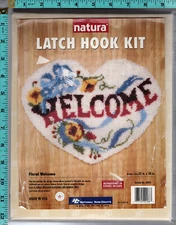 "Floral Welcome" National Yarn Crafts Natura Latch Hook Kit R043 Started