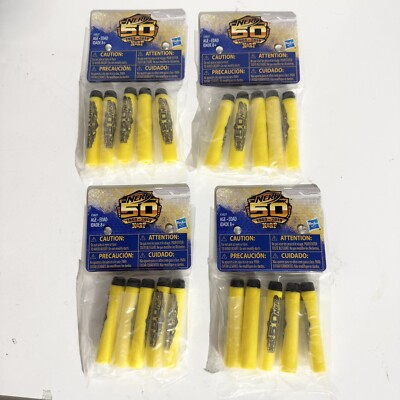 NERF 50th anniversary Blaster Darts Black & Yellow - Lot of 4 New