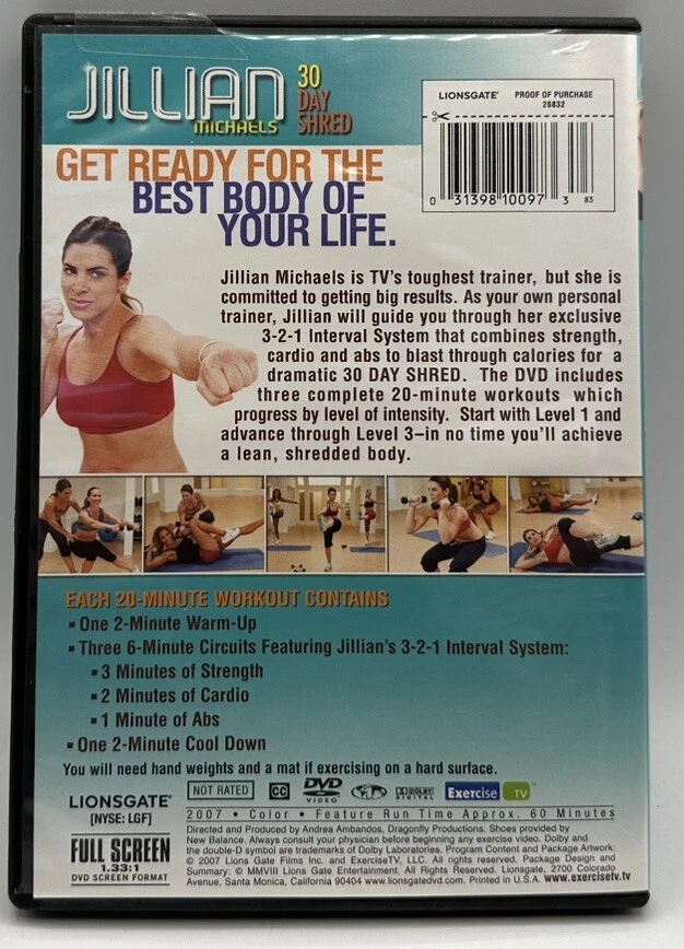 30 Day Shred DVD Jillian Michaels Exercise Fitness Workout 3 Complete Workouts - Image 2 of 3
