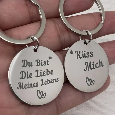 Personalisierter Schlüsselanhänger Küss Mich & Du Bist Die Liebe Meines Leben