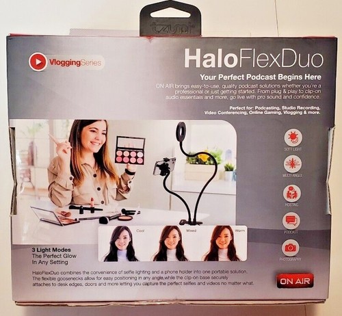 ON AIR Halo Flex Duo 3.5" LED Ring Light Flex Phone Holder Clip-On Grip Mount - Picture 2 of 2