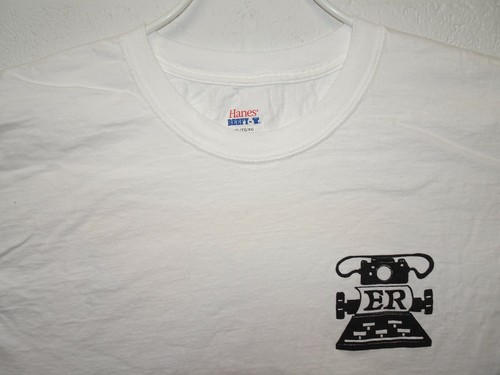 ER Schreibmaschine Pushing Uphill cool bunt Comic Grafik Kunst T-Shirt XL weiß - Bild 4 von 6