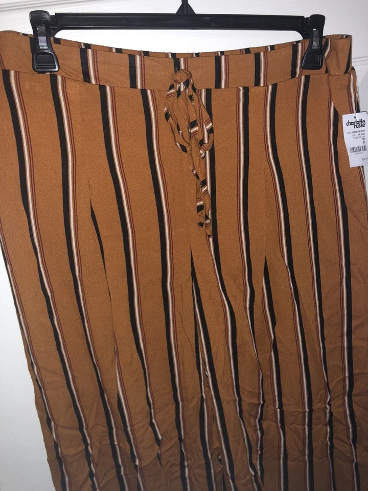 Calça Palazzo listrada laranja Charlotte Russe tamanho XL - Imagem 2 de 4