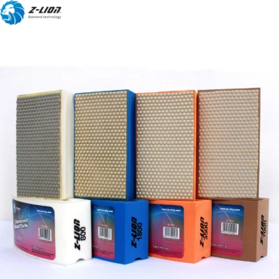 Z-LION 4Pcs Resin Diamond Hand Polishing Pads Arc Shape Foam Back for Glass Edge Polish