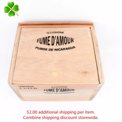 Illusione Fume D'Amour Lagunas Empty Wood Cigar Box 6.25'' x 5.25'' x 4.5''