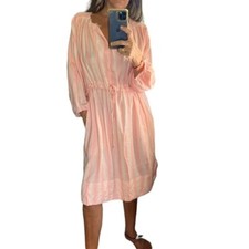 Anthropologie dRA Pink Striped Drawstring Distressed Dress.Size S