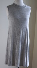 Acemi Women/Juniors Stretchy Soft Dress Grey Sleeveless Mock Neck, Size Medium