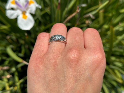 Butterfly Ring Oxidized Filigree Vintage Style 925 Sterling Silver 8mm - 第 3/8 張圖片