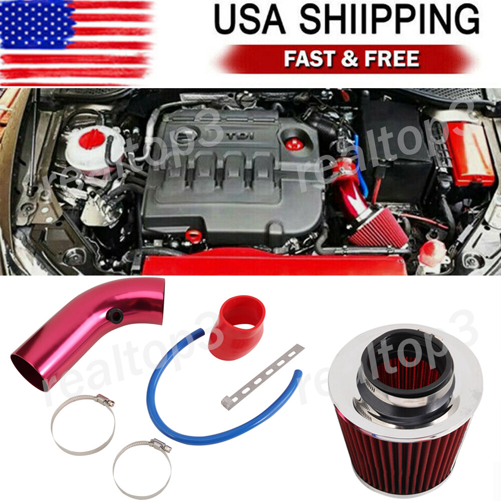 Cold Air Intake Filter Induction Kit Pipe Power Flow Hose System Accessories Red