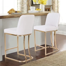 Counter Height Bar Stools Set of 2 Kitchen Dining Chair Upholstered Island Stool