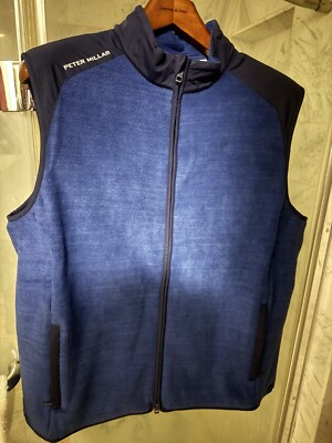 $225 Peter Millar Crown Sport Fade Vest Sport Navy Fleece Performance LARGE
