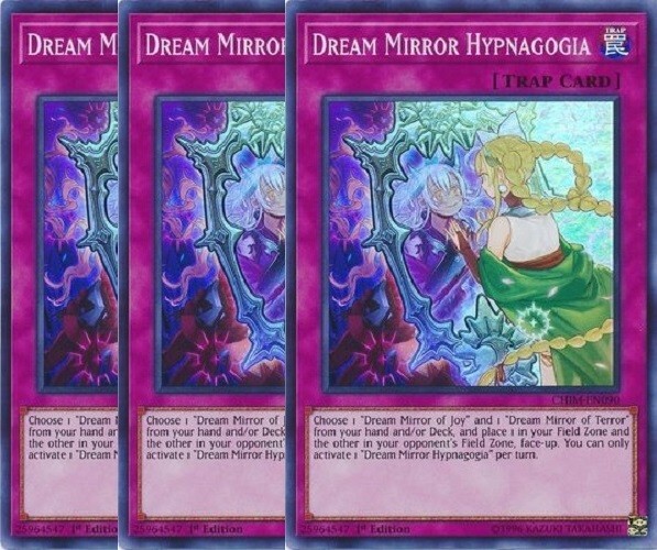 Yugioh Dream Mirror Hypnagogia x 3 - 1st Edition Super Rare NM - Free Holo Card Yugioh Dream Mirror Hypnagogia x 3 - 1st Edition Super Rare NM - Free Holo Card