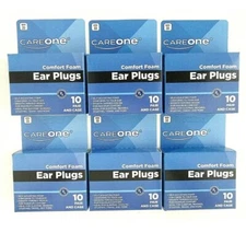 CareOne Comfort Foam Ear Plugs (6 Packs of 10 w/ Case) -- 60 Pair -- NRR 33