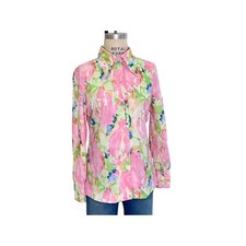 vintage Jantzen 60s 70s watercolor abstract pastel pink, green, blue, blouse