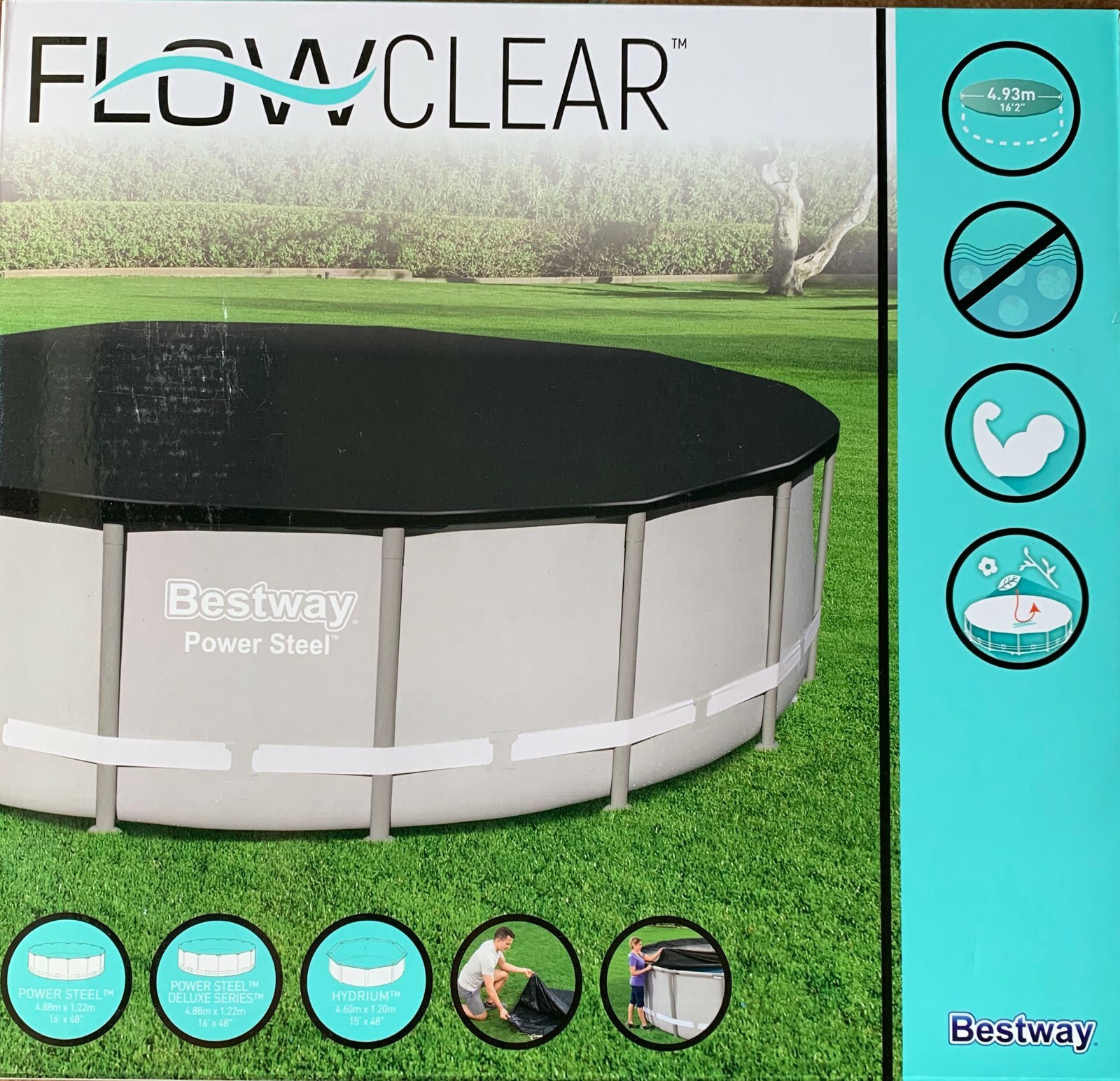 Bestway 58249 PVC Lona Steel Pool 488cm Cubierta para Piscina Armazón de Acero