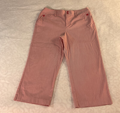 CHRISTOPHER BANKS Red White Stripe Capri Pants Comfort Stretch Women’s  Sz 12