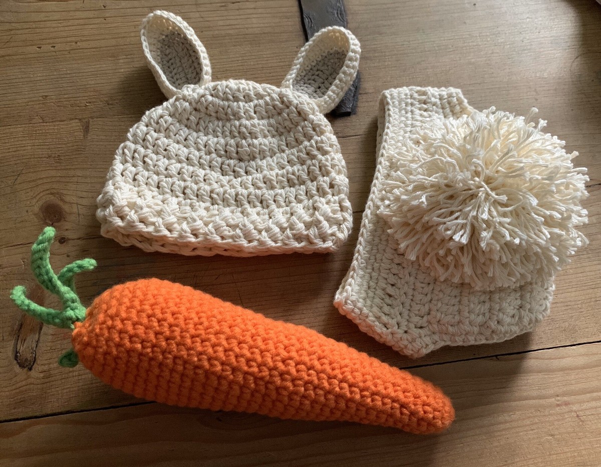 Disfraz Conejo Bebe Crochet Recién Nacido Nuevo Algodón Conjunto
