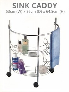 Bathroom Sink Caddy Shower Caddy with Wheels Metal Chrome Organizer ...