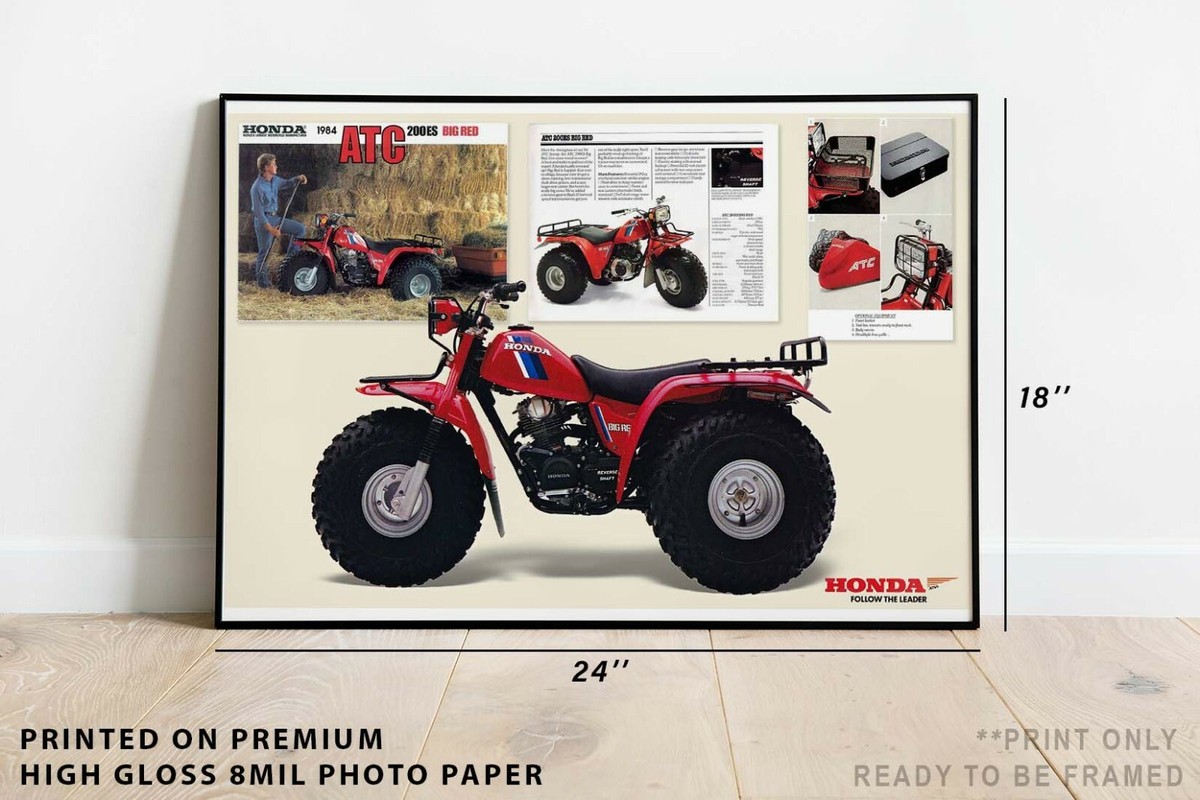 1984 Honda ATC 200 Big Red Flyer Poster Banner OEM Brochure Specs