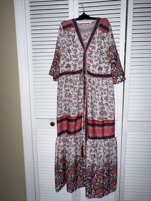 Knox Rose Maxi Dress Womens S Ivory Black Floral V Neck 3/4 Sleeve Flowy Boho | eBay Knox Rose Maxi Dress Womens S Ivory Black Floral V Neck 3/4 Sleeve Flowy Boho | eBay