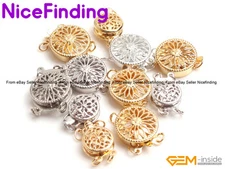 Exquisite Filigree 14K Gold Filled Pearl Box Snap Necklace Clasp Clasps Closures